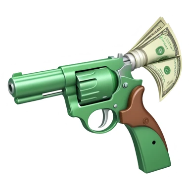 money gun shooting dollar bills sticker