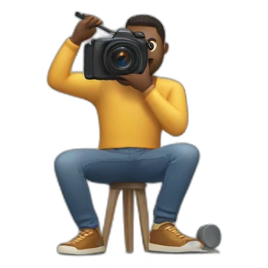 a man shooting his own video in a small studio sticker