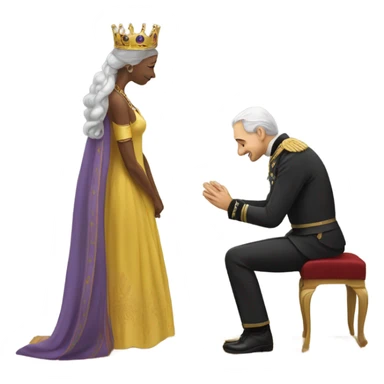 Man bowing before a queen sticker