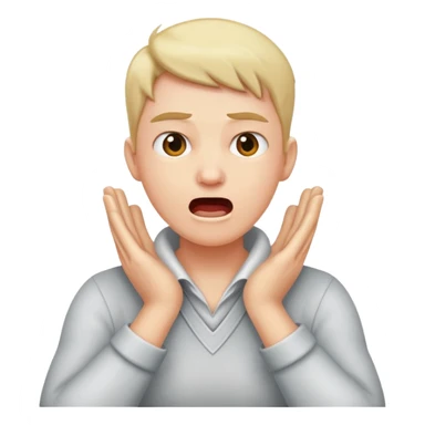 person with arms crossed holding their neck yelling sticker