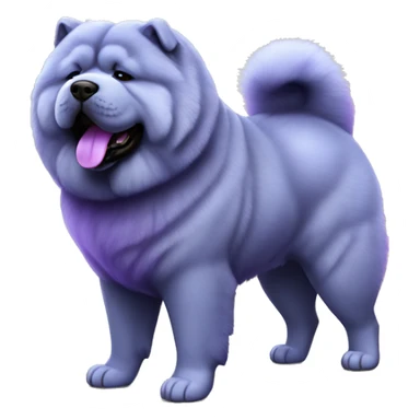 Full body blue Chow chow with purple tongue, photorealistic 4k sticker