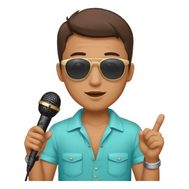 man with summer clothes and sun glasses holding microphone sticker