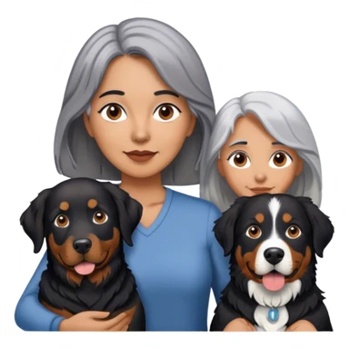 Black labrador Gray hair Woman and Bernese mountain dog sticker