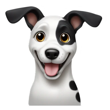 white dog with black spots and black ears smiling and giving a thumbs up sticker