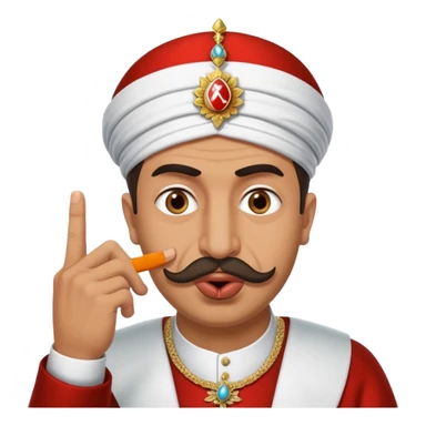 A turkish Sultan putting a finger in front of his mouth while his eyes are pure white, HE IS EXTREMELY INSANE AND CRAZY sticker