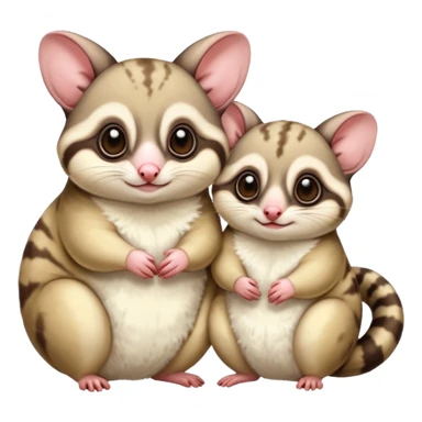 Make two sugar gliders. One mom and a baby one. Make them very cute and chubby and fat. They are white!  sticker