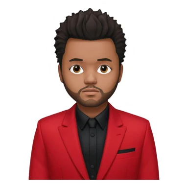 The Weeknd with black shirt, red suit jacket sticker