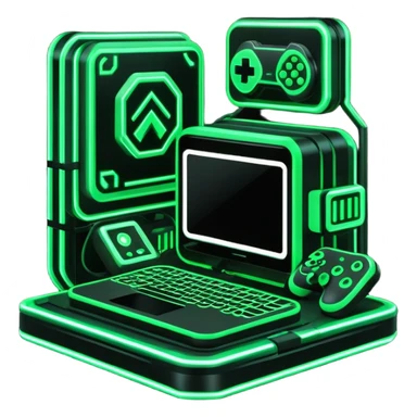 Modern Black And Green Cyber Gaming Aesthetic Scenery Deco sticker