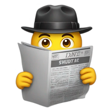 Inspector hiding behind a newspaper sticker