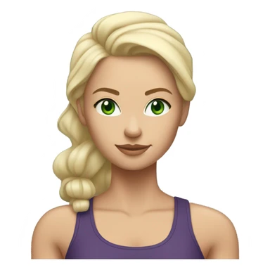 Strong white blonde woman green eyes wearing workout clothes  sticker