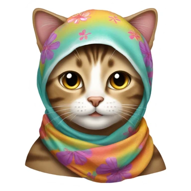 Tabby cat babushka sticker