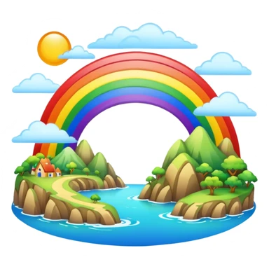 Rainbow Bridge – Arched rainbow connecting flying islands. sticker