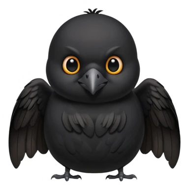 fat cute crow with bat wings sticker