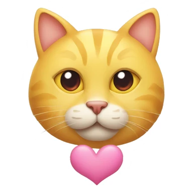 Yellow Cat head with heart eyes and three big hearts around face sticker