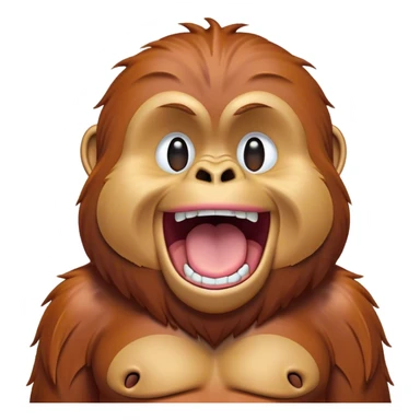 Cinematic Cute Yawning Orangutan Portrait Emoji, Head tilted slightly with a dramatic, wide-open yawn, showcasing a richly textured face with half-closed, sleepy eyes and a relaxed, open expression, Simplified yet irresistibly adorable features, highly detailed, glowing with a soft, cozy jungle glow, high shine, relaxed yet expressive, stylized with a dash of whimsical charm, soft glowing outline, capturing the essence of a drowsy yet affectionate guardian that appears ready to stretch out for a nap! sticker