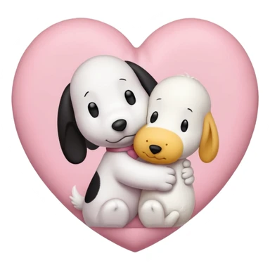 pastel pink heart with snoopy hugging woodstock in it sticker