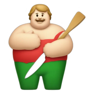 Fat man red green burger trowel sticker