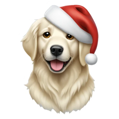 White Golden retriever wearing a Santa hat sticker