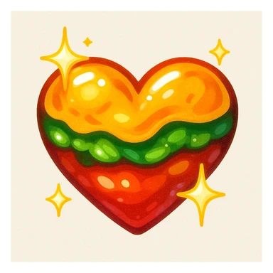 food heart emoji, shiny, with sparkles sticker