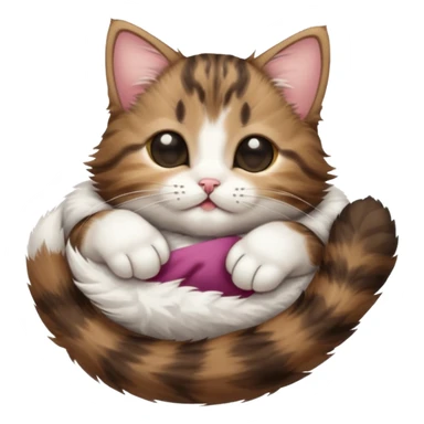 dark brown tabby and white kitten in funny positions upside down with eyes closed sticker