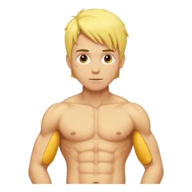 Male showing core stomach muscles yellow default skin and hair sticker