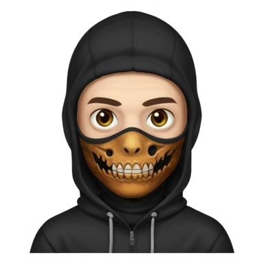 это должен быть юноша, одет в черную худи с балаклавой, глаза цвета хамелион, но более коричневые, выглядит как зомби и еще немного длинные волнистые кудрявые волосы темно коричневого цвета, также добавь темный оттенок на задней фон sticker