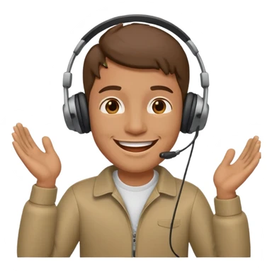 happy guy listening to music on a headset sticker