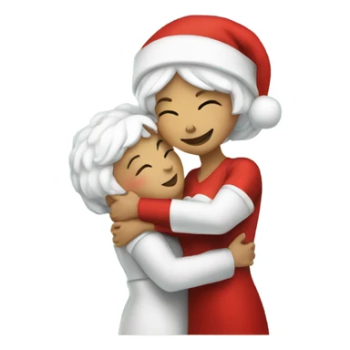 two white mrs claus hugging sticker