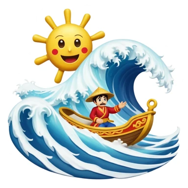 jimbei steering the thousand sunny on a giant wave sticker