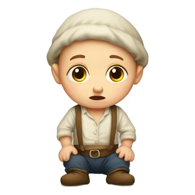 Sad European peasant baby in pants sticker
