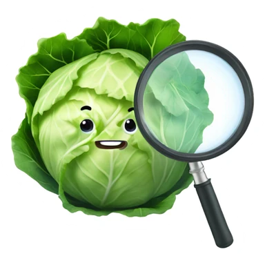 smiling cabbage hold magnifying glass sticker