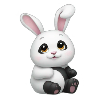Lapin avec un panda sticker