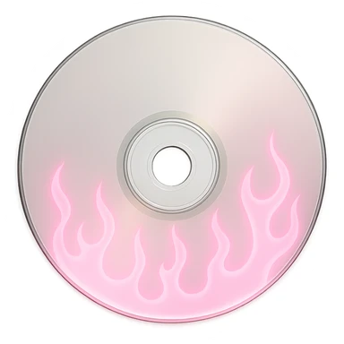 A minimalist CD disc with subtle pink flames, glowing effect, variation 4 sticker