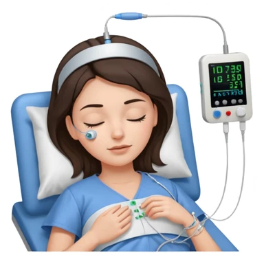 brunette woman sleeping polysomnography sleep test with electrodes attached to head sticker