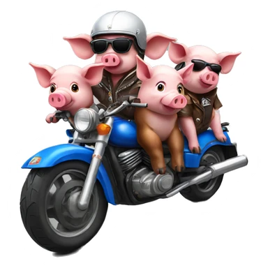 6 Pigs on motorbikes, wearing sunglasses and a helmet sticker