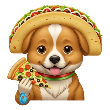 Un chien qui en tacos et qui mange une pizza  sticker