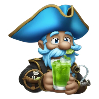 pirate Papa Smurf drinking mojito sticker