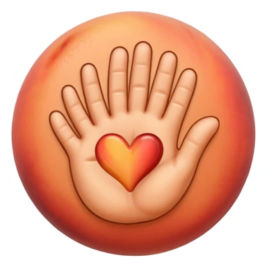 peach emoji with hand print  sticker