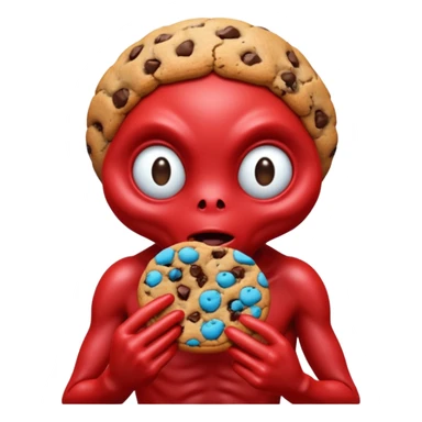 red alien eating cookie sticker