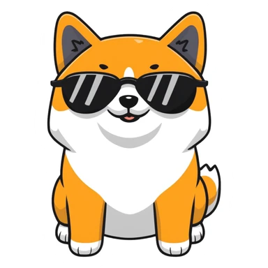 close-up of a Shiba Inu face wearing sunglasses sticker