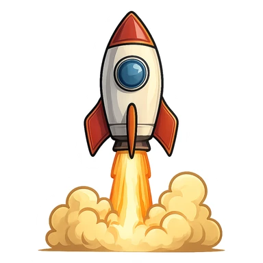rocket ship blasting off sticker