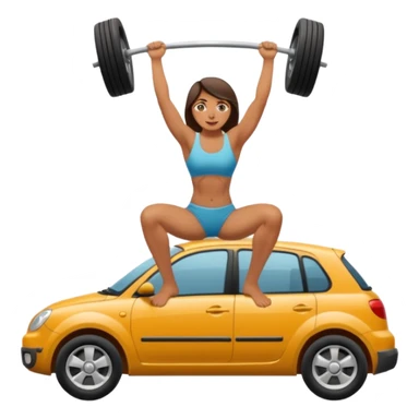 Barefoot woman lifting up a car with her hands sticker