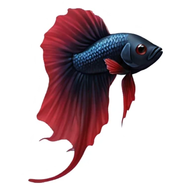 Fully Black betta fish short fins tiny red lines  sticker