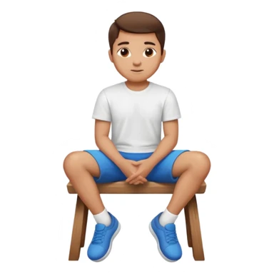 a person sitting on a stool with straight back turn in straight body putting their hands on legs. sticker