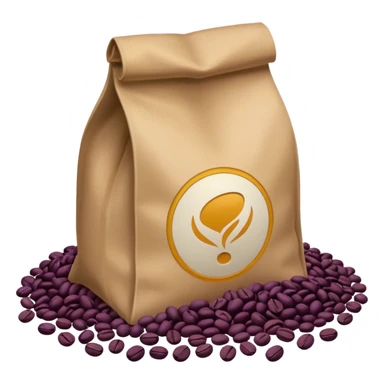 Bag of purple coffee beans lying on the floor sticker