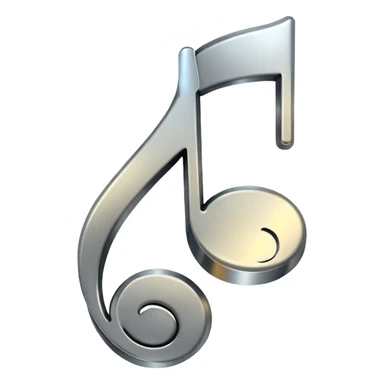 music note with a chromic metal texture, no gold sticker