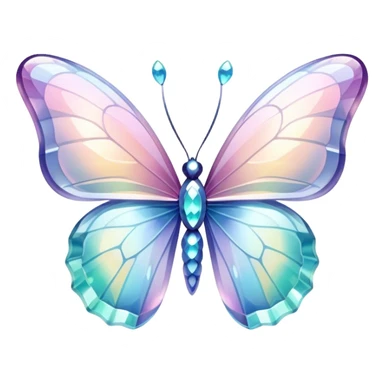 Sparkly glossy Pastel iridescent glass crystal butterfly sticker