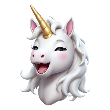 Cinematic Cute Yawning White Unicorn Portrait Emoji, Head tilted slightly with a dramatic, wide-open yawn, showcasing a softly elegant form with a gently cascading mane, a subtly glowing horn and sleepy, half-closed eyes, Simplified yet irresistibly adorable features, highly detailed, glowing with a soft, cozy magical glow, high shine, relaxed yet expressive, stylized with a dash of whimsical enchantment, soft glowing outline, capturing the essence of a drowsy yet affectionate white unicorn that appears ready to stretch and yawn its way out of the screen! sticker