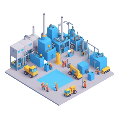 factory floor with industrial equipment and workers sticker