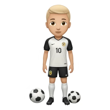Apple iOS emoji style 19-20 year old soccer player standing front view, glossy 3D, stadium lights sticker